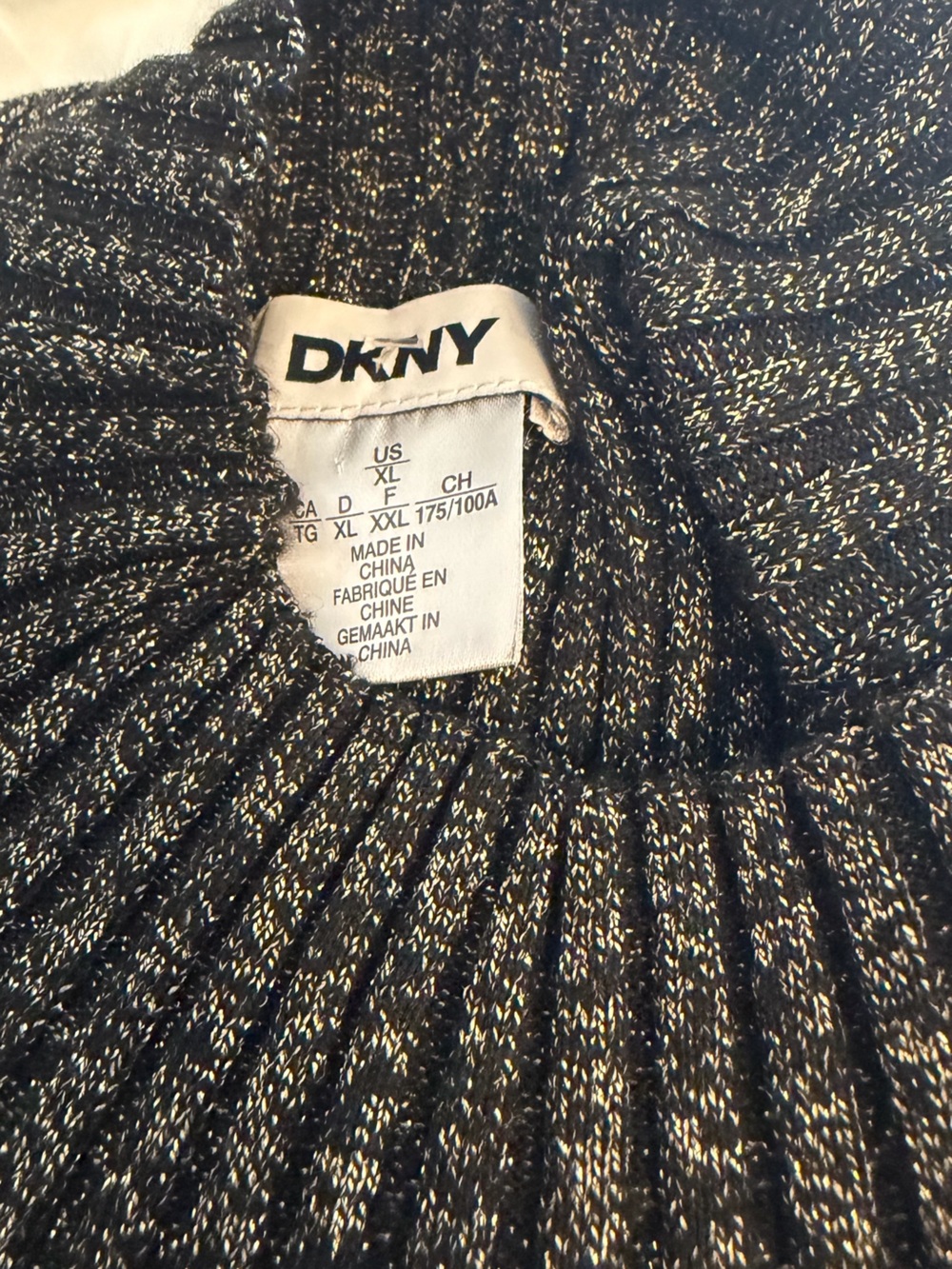 DKNY Black Metallic Ribbed Sleeveless Maxi Dress XL Shimmer Evening Glam Gown - Picture 7 of 7